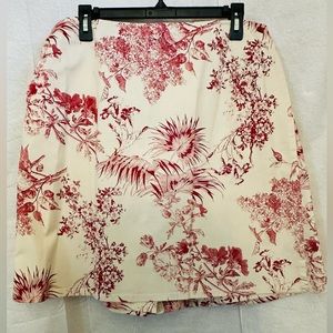 Demin & Co. Red Floral Toile Skort, Size XL, never worn.